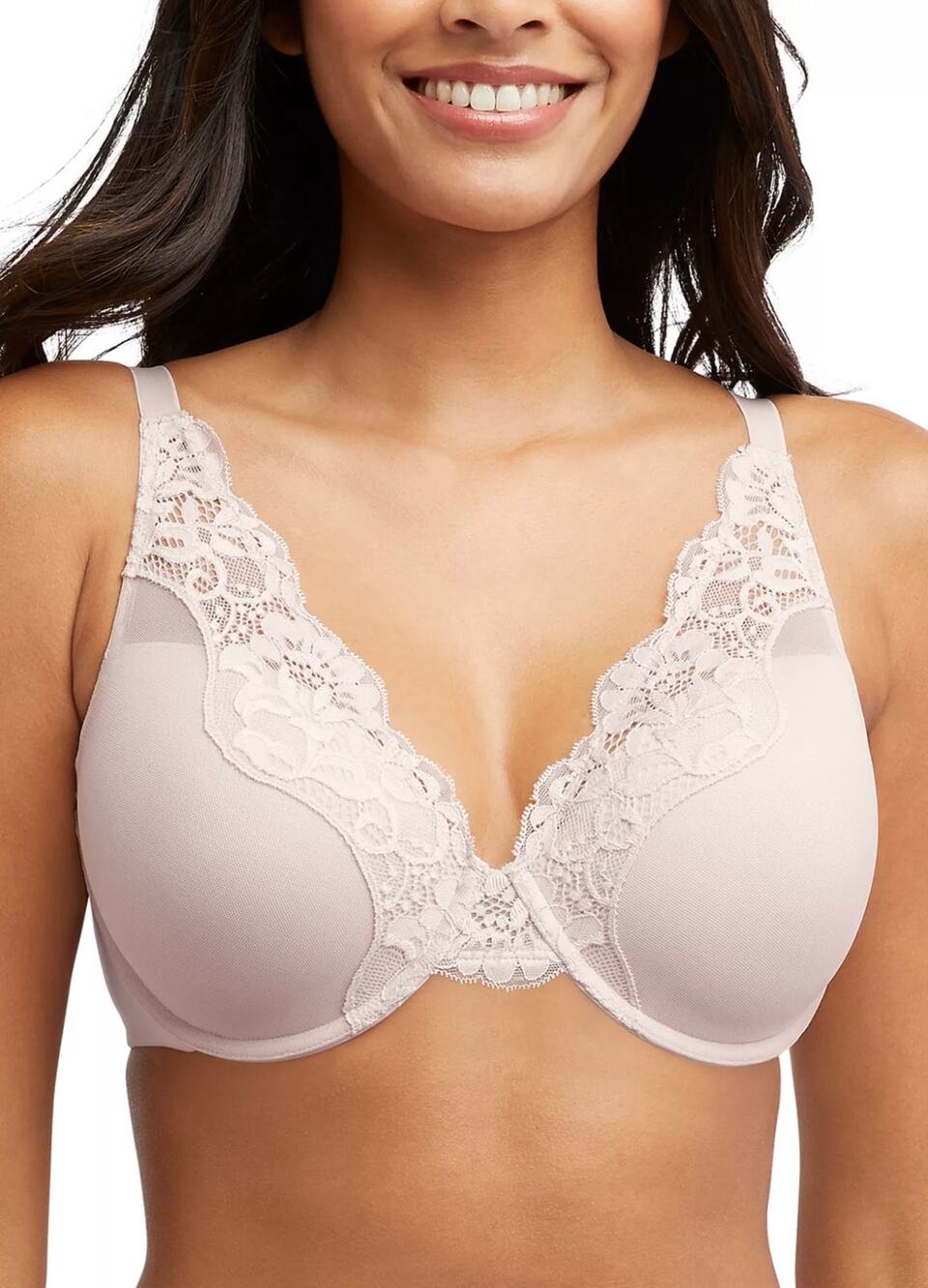 Bali Beige Lace Full Coverage Prong Clasp Adjustable Straps Underwire Bra 36B